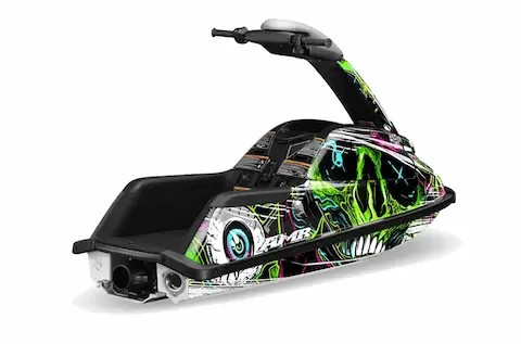 Yamaha SuperJet round nose with the Frenzy Green graphic kit