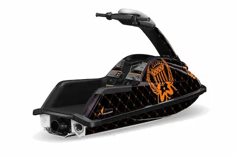 Yamaha SuperJet round nose with the Silver Star Reloaded Orange graphic kit