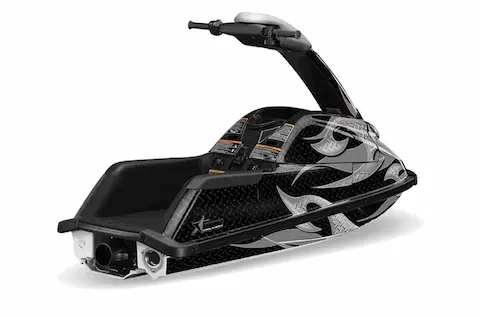 Yamaha SuperJet round nose with the Tribal Flames Silver graphic kit