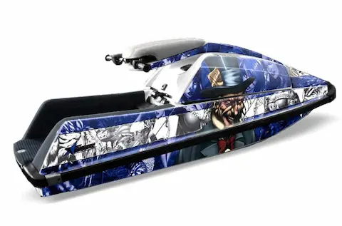 Yamaha SuperJet square nose with the Mad Hatter Blue graphic kit